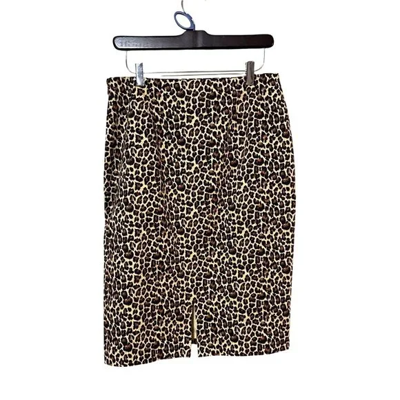 Cato Womens Leopard Print Pencil Skirt Size 6 office chic date-night staple fall - Picture 2 of 7